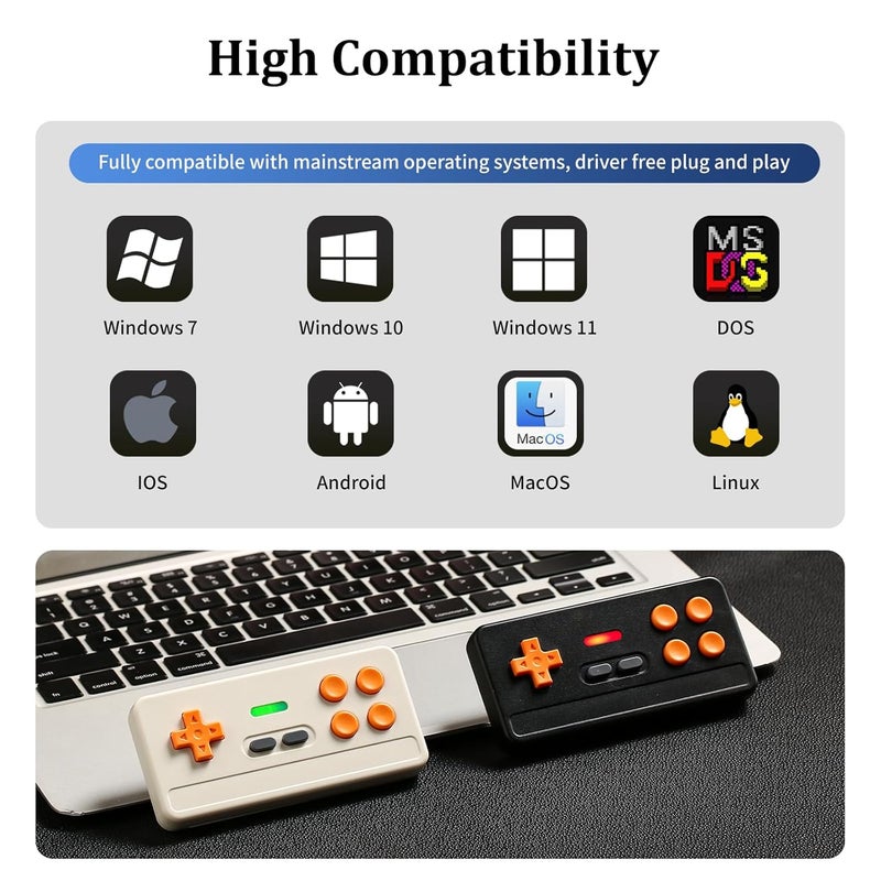 BFTDjanus Wireless Controller Mini Controller for Retro Games - Vintage Gamepad with Hall Effect Sticks, 1000Hz Polling Rate | Plug & Play for PC ISO Android - Image 5